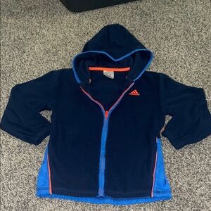 Adidas Boys Navy and Bright Blue Zip-Up Hoodie